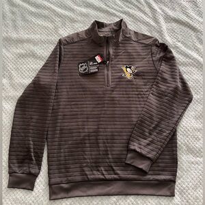 NWT Men's Pittsburgh Penguins Antigua Gray Quarter-Zip Pullover Top